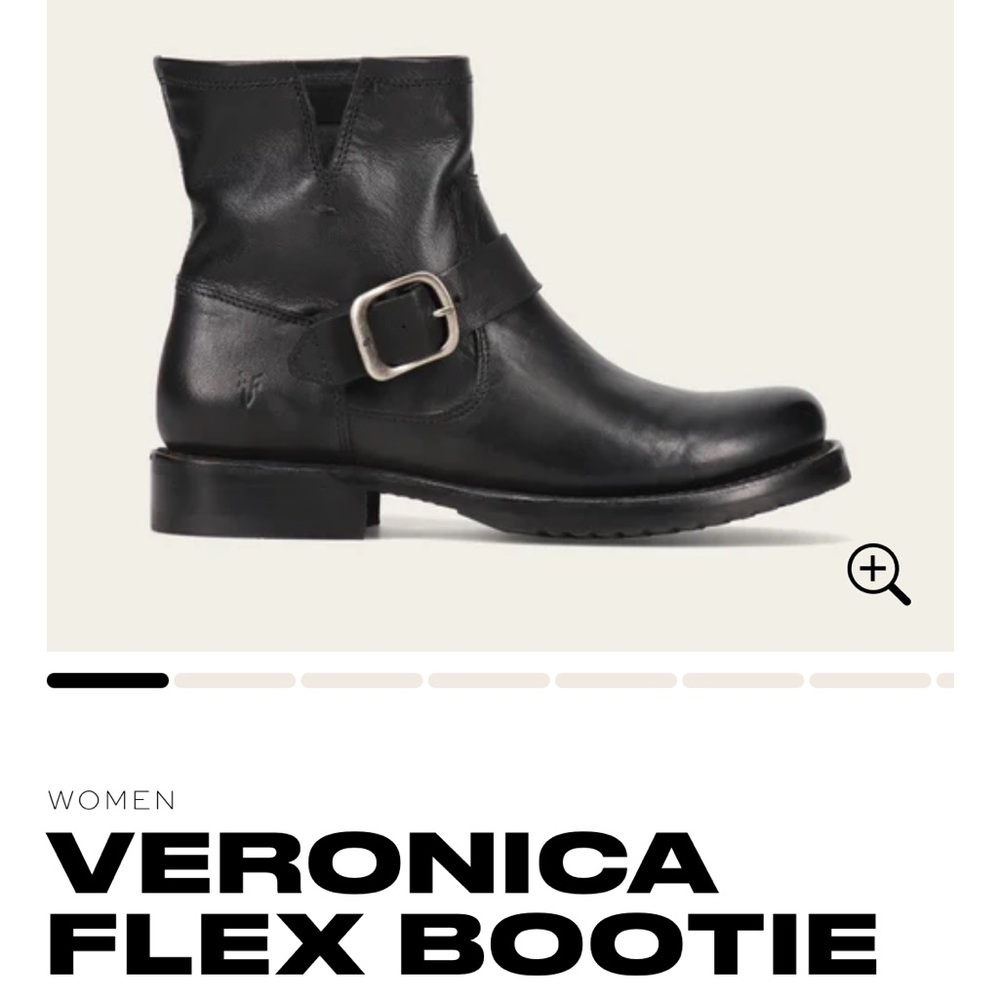 Frye Veronica Flex Botties, Leather Moto Anlke Boots, Black, Women's 7
